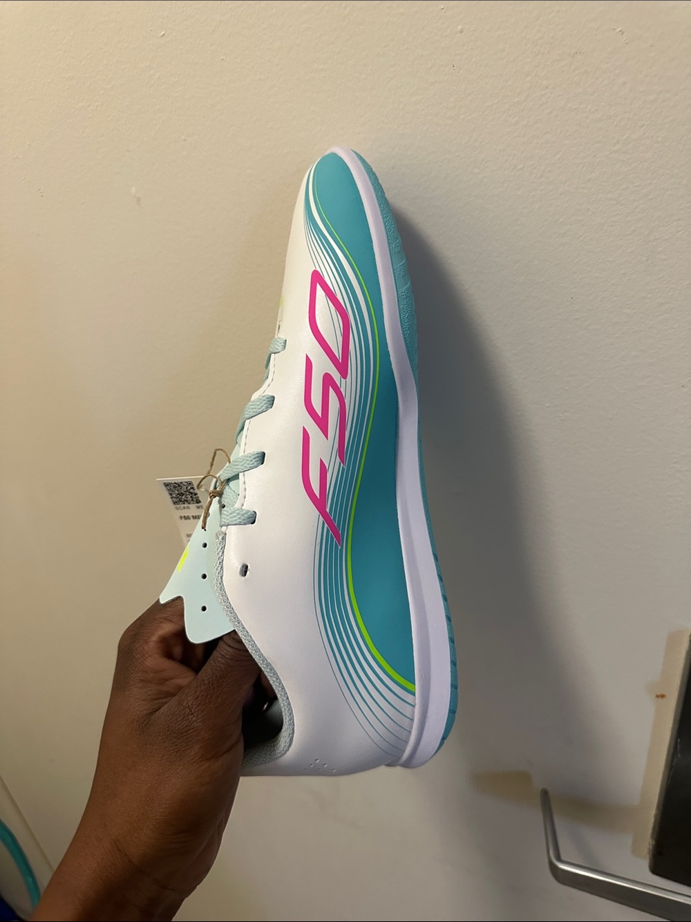 adidas Kids F50 Sneakers - White, Teal & Pink